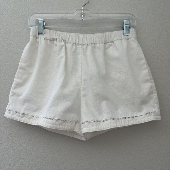 Very Truly Yours Linen Blend Shorts High Waisted Minimalist White Sz M - Picture 1 of 6